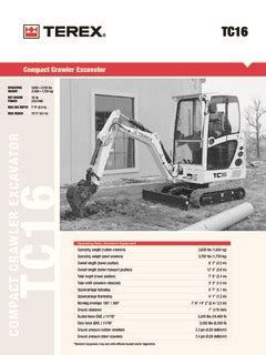 tc16 mini excavator specs|terex tc16 specifications.